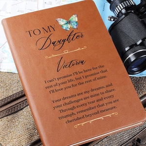 To My Daughter Personalized Leather Journal for Daughter, Butterfly Journal for Girls, Custom Daughter Gifts, Unique Gifts for Daughter