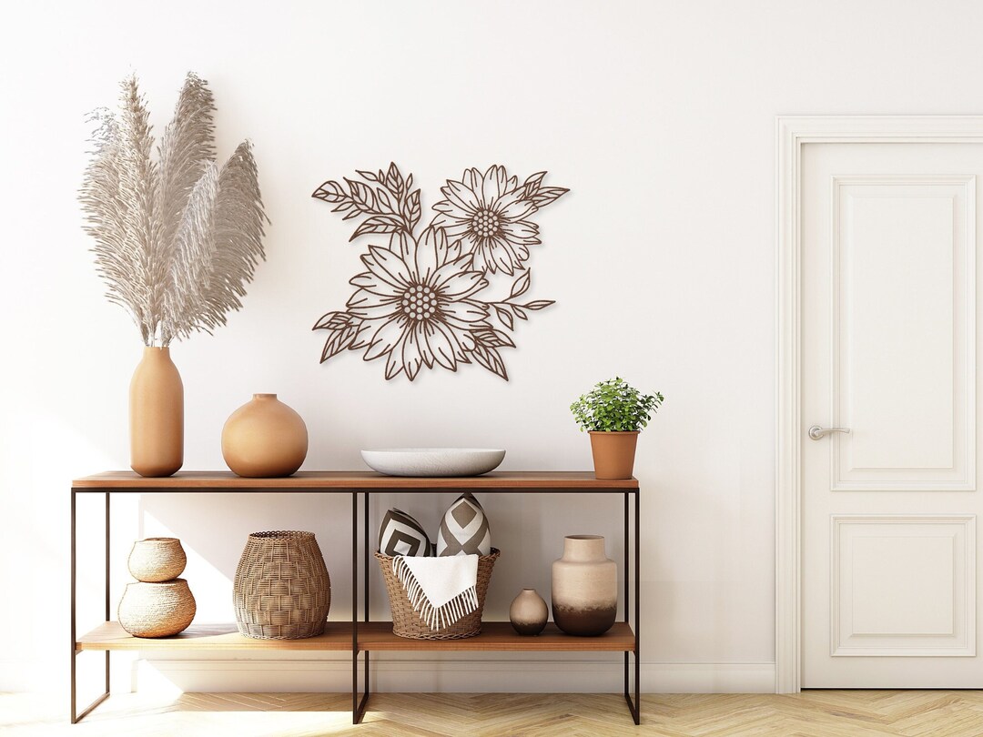 Metal Wall Art Flowers Metal Wall Decor Floral Wall Sign Large Flower