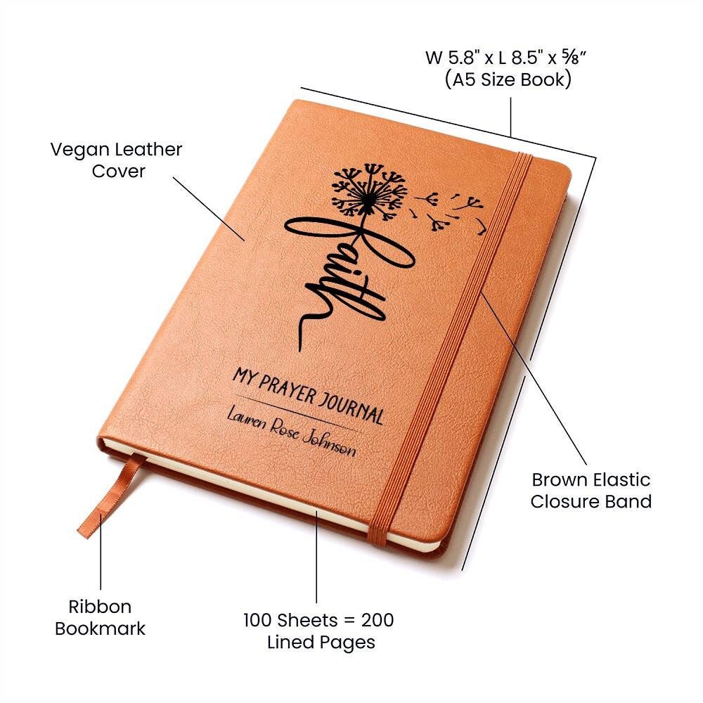 Faith Prayer Journal Personalized Leather Journal Christian Friend Gifts Custom Leather Notebook Prayer Journal Leather Notebook Gift