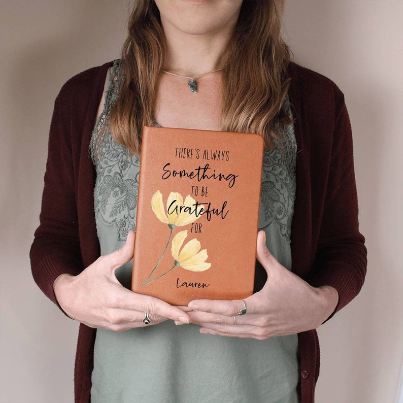 Personalized Leather Gratitude Journal for Women, Christian Gifts for Sister in Christ Religious Gift Floral Gratitude Journal for Girls image 6
