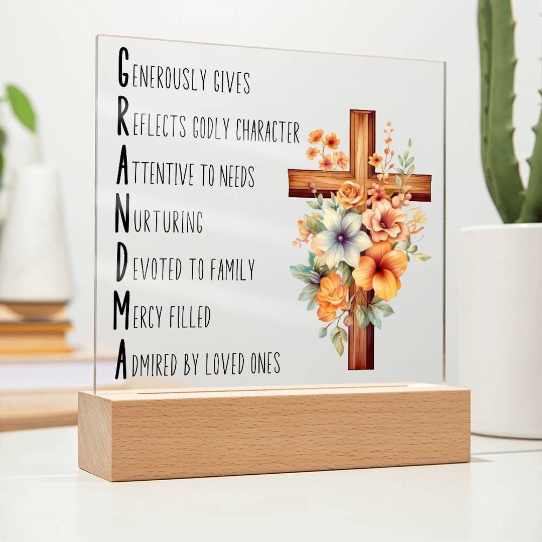 Gifts for Grandma Acrylic Square Plaque, Grandma Acronym Sign, Grandma ...