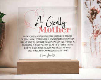 Mom Gift from Daughter Godly Mother Plaque Christian Mom Gift To My Mother Gifts Birthday To Mom from Daughter Unique Mother Gift