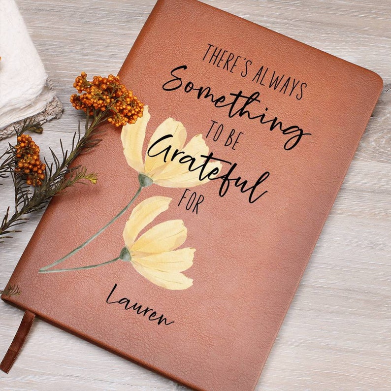 Personalized Leather Gratitude Journal for Women, Christian Gifts for Sister in Christ Religious Gift Floral Gratitude Journal for Girls image 7