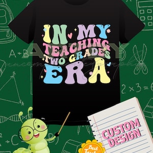 En mi época de enseñanza de dos grados PNG / Diseño de camiseta retro para maestros / Descarga digital para maestros / Sublimación de regreso a clases PNG / Escuela
