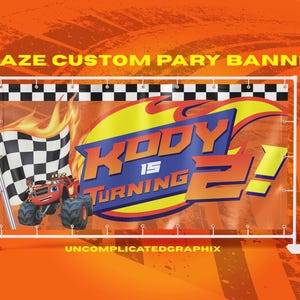 Custom Blaze and the Monster Machines Birthday Banner - Personalized Party Decoration