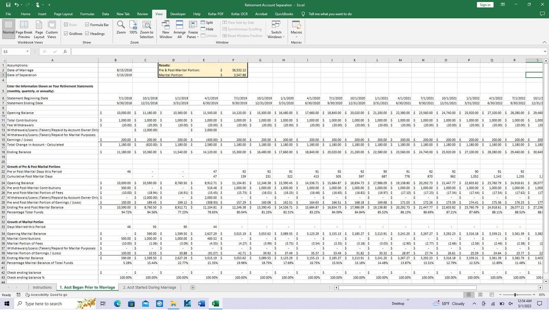 Retirement Account Separation Calculator, 401k Divorce QDRO Divorce