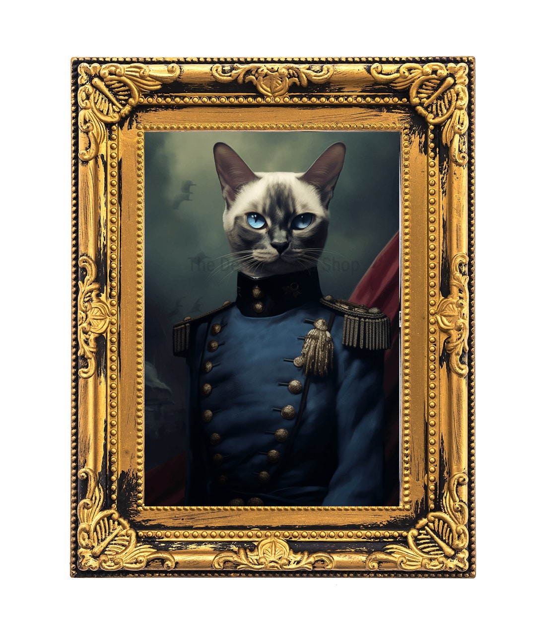 Historical Siamese Cat Wall Art Print Vintage Historical Painting Style