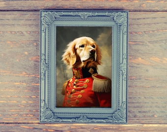 Labrador in Military Uniform Vintage Historical Dog Wall Art Print Fun Pet Gift Digital Download Army Inspired Portrait Historical Painting