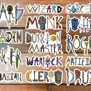 Class Stickers, RPG Class Decal, Gift for Board Gamer, Tabletop Role Playing