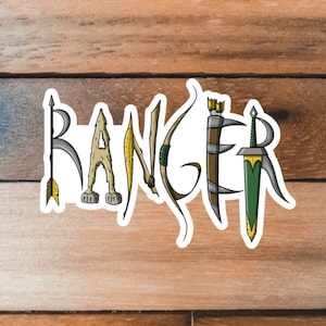 Ranger Sticker, RPG Class Decal, Gift for Board Gamer, Tabletop Role Playing