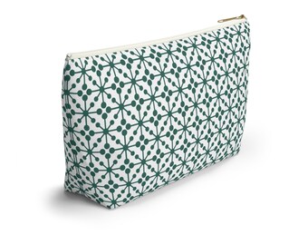 Roomy Accessory Pouch Organize Your Tote or Purse Travel Organization Makeup Bag Gift for Bridesmaids Charger Pouch Geometric Green