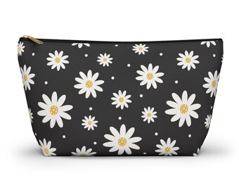 Accessory Pouch with T-bottom Organize Your Tote or Purse Travel Organization Makeup Bag Gift for Bridesmaids Charger Pouch White Daisies