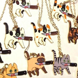 Cute kawaii fierce kitty cats with knives!