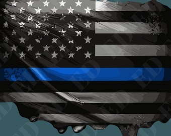 細い青い線の旗 PNG SVG 細い青い線の警察の救急隊員の即時デジタルダウンロードアメリカ国旗 SVG 印刷可能な法執行機関の旗