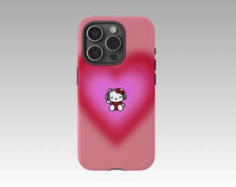 Adorable Kitty Heart Aura iPhone Case - Y2K Inspired, Whimsical Heart Theme, Custom Protective Clear Case by Y2KASE