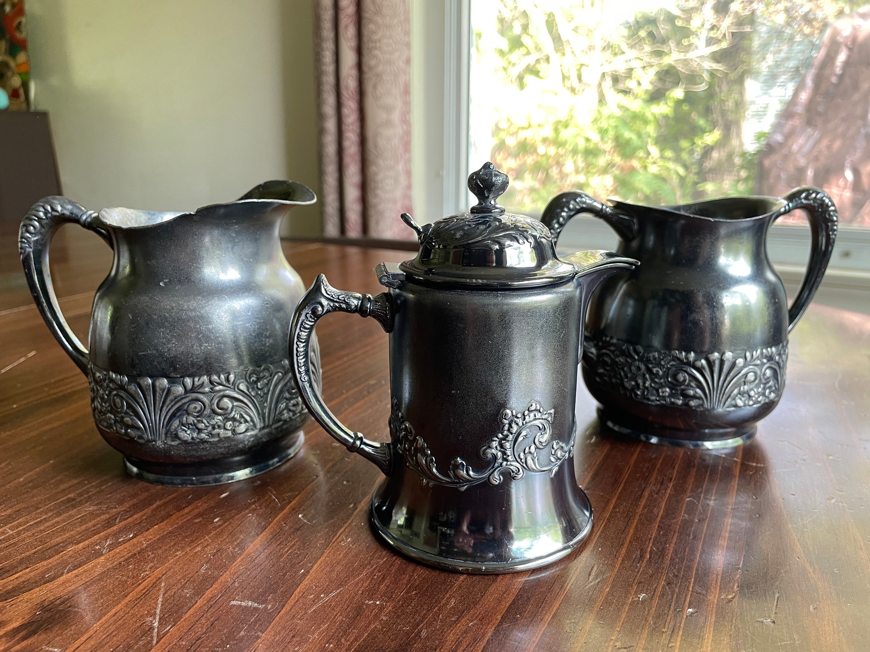 Antique Pairpoint Mfg. Co. Quadruple Silver-plated Tea/coffee 3-pc