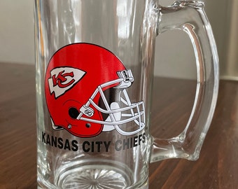 1990s Kansas City KC Chiefs Hunter Co. Glass Stein / Mug - Never used