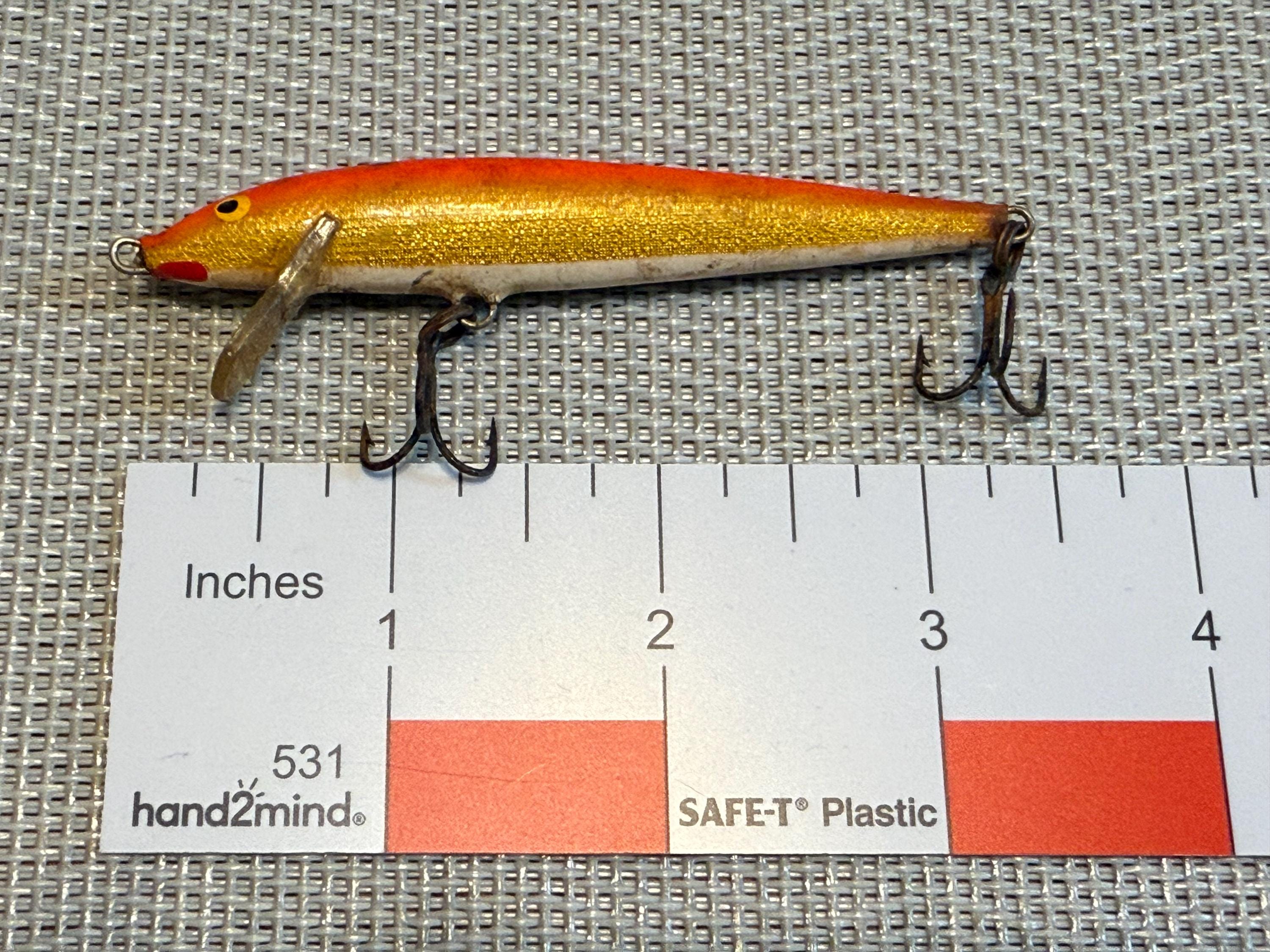 1980s Original Rapala F-9 Balsa Floating Minnow — Gold Fluorescent