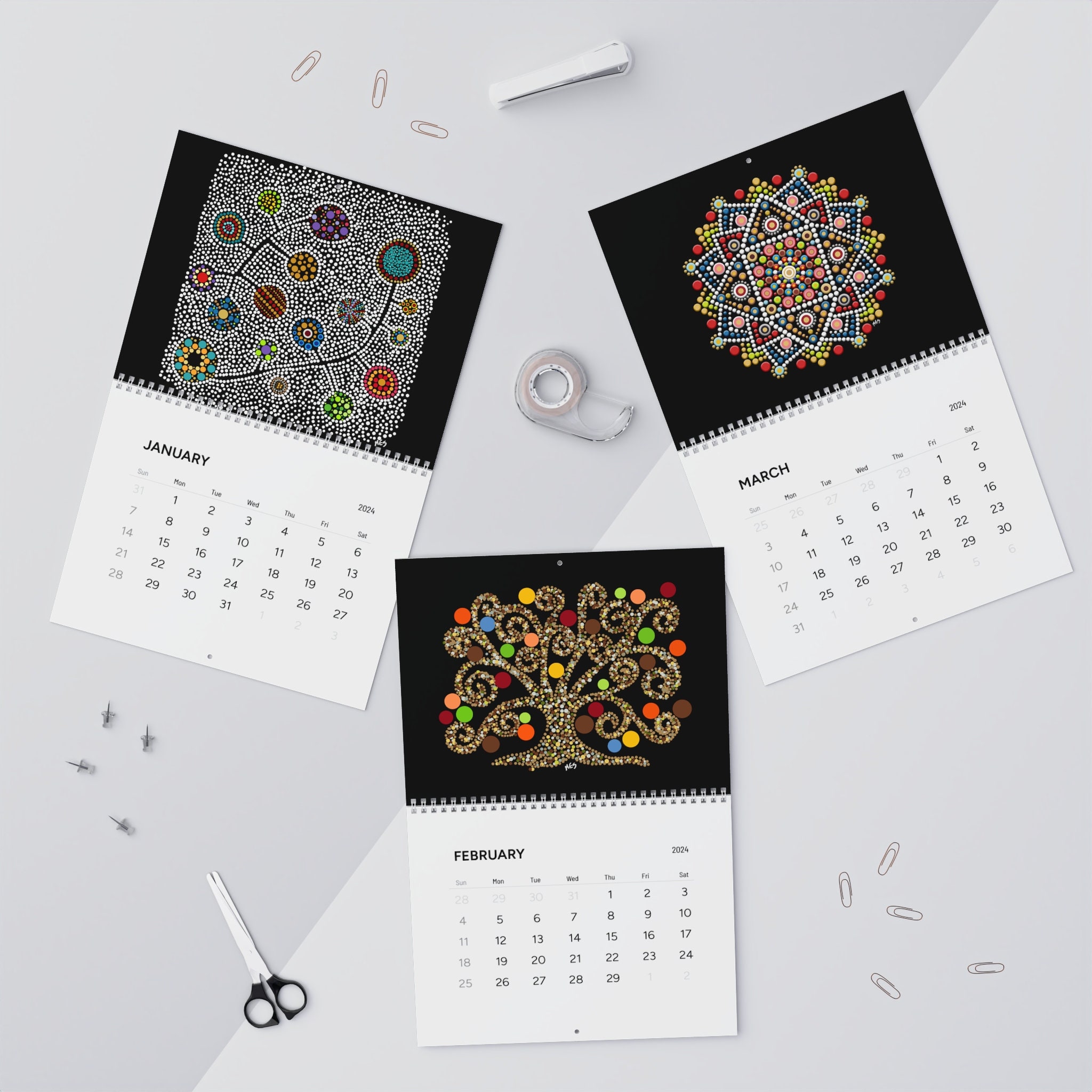 Mandala Wall Calendars 2024 Etsy