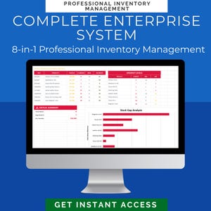 Inventory Tracker Excel Template | Stock Management Spreadsheet | Small Business Dashboard | Google Sheets | Automatic Alerts