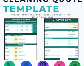 Cleaning Business Quote Template | Excel Pricing Calculator Spreadsheet (Instant Download)