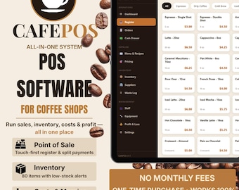 CafePOS Coffee Shop Software | All-in-One POS, Inventory, Profit (Instant Download)