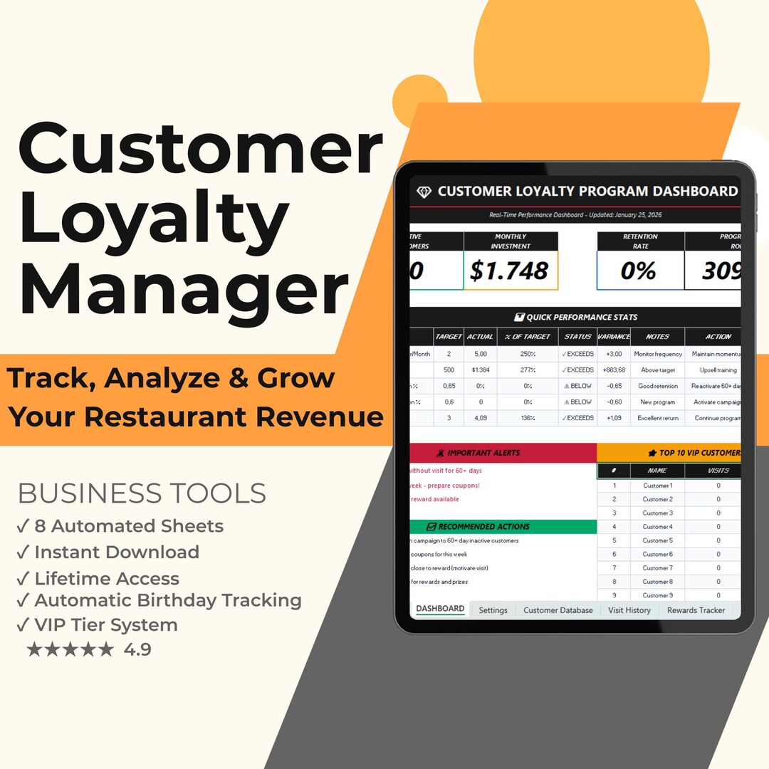 Excel CRM for Restaurants | Customer Loyalty Program & Database Tracker ...