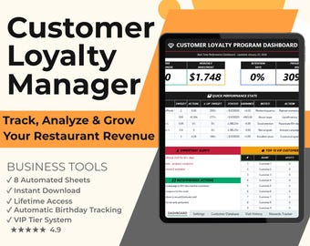 Excel CRM for Restaurants | Customer Loyalty Program & Database Tracker | Cafe  Food Business Retention System