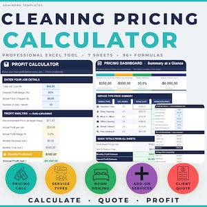 Priskalkylator för städföretag | Excel-verktyg för prissättning av tjänster (Google Sheets)