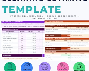 Cleaning Estimate Template Excel | Cleaning Business Spreadsheet | Auto Quote Calculator | Google Sheets