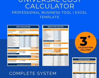 Pricing Calculator Excel Template | Profit Margin Calculator | Break Even Analysis Tool | Small Business Pricing Spreadsheet