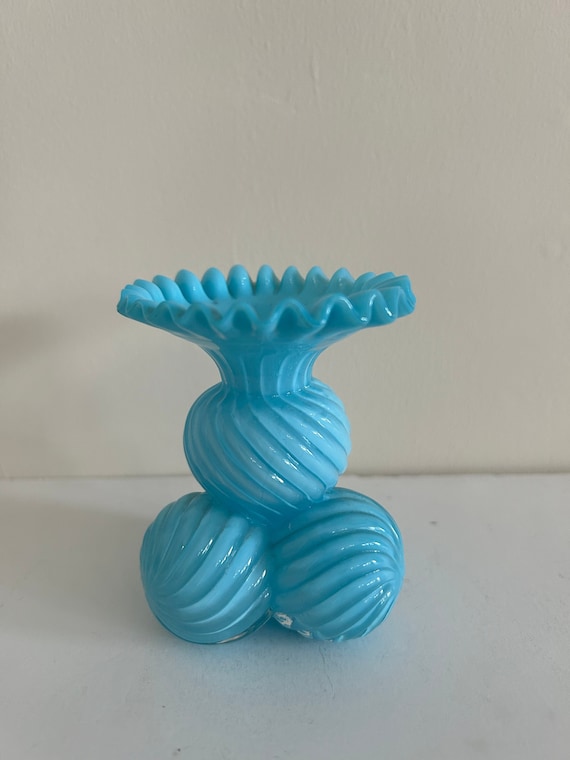 Vintage Blue Czech Glass Ball-Footed Vase by Franz Welz Art Glass