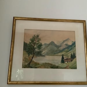 Vintage Original Watercolor Painting R. Ludwig Heidelberg Germany 1948