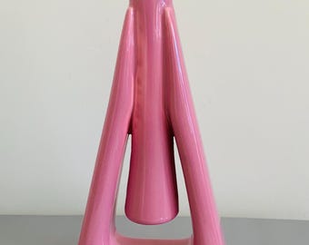 Vintage Abstract Sculpture Haeger Mauve Pink Postmodern Ceramic Vase Rare Triangle Shape