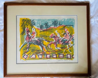 Horse Print Signed Abstract Art Stylized Numbered Print Beautiful Custom Frame