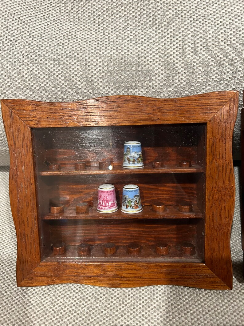 Handmade Wood Thimble Display Cases With Glass Doors Vintage Etsy