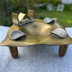 Trench Art WWII Ashtray Military Souvenir International Coins Bullet casings