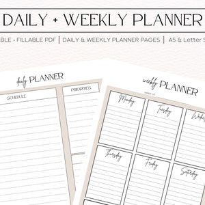 Daily Planner | Weekly Planner | Printable Planner, Digital Planner|To Do List Printable | A5 Planner Inserts | Daily Planner | Life Planner