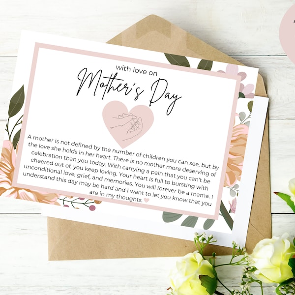 Mothers Day Card printable, printable mothers day card, digital mothers day card, miscarriage, child loss, stillbirth, infant loss