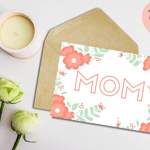 Tarjeta del Día de las Madres imprimible, tarjeta del día de las madres imprimible, tarjeta digital del día de las madres, tarjeta floral del día de las madres, tarjeta imprimible de mamá