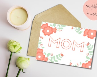 Mothers Day Card printable, printable mothers day card, digital mothers day card, mothers day floral card, mom printable card