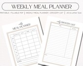 Meal Planner Printable | Weekly Food Diary | Weekly Meal Planner | Goodnotes Planner | Shopping List | Meal Prep Planner | Meal Tracker