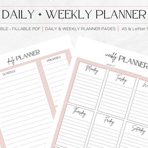 Daily Planner | Weekly Planner | Printable Planner, Digital Planner|To Do List Printable | A5 Planner Inserts | Daily Planner | Life Planner