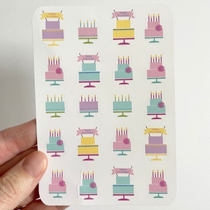 Birthday Cake Stickers, Planner Stickers, Birthday Planner Stickers, Calendar Sticker, Cute Small Birthday Cake Sticker