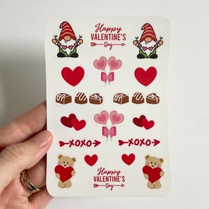 Adesivi di San Valentino, adesivi Planner, adesivi Heart Planner, xoxo, adesivo calendario, adesivo gnomo carino