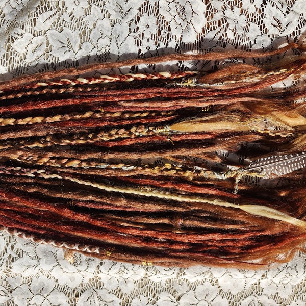 Copper nomad set of 35 se dreadlock/braid in extensions. includes gorgeous decorations.