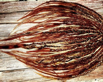 Kakadu Kupferfarbener, honigfarbener, karamellfarbener doppelseitiger Zopf für temporäre Dreadlocks. Akzent Zöpfe, zauberhafte Enden, wiederverwendbar