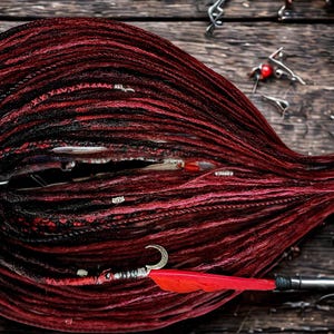 Ruby Red Ombre double ended braid in temporary Crocheted Dreadlocks