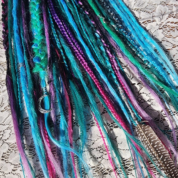 mythical mermaid chrome set of 35 se crocheted dread/braid extensions