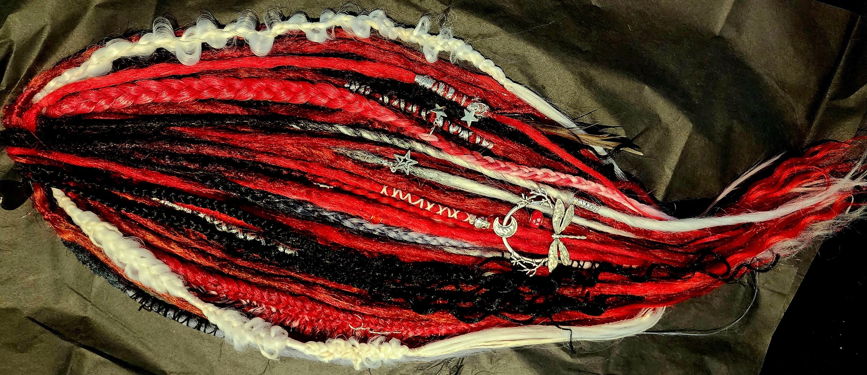 RED VAMP Black and Silver Single Ended Braid in Temporary Dreadlock ...